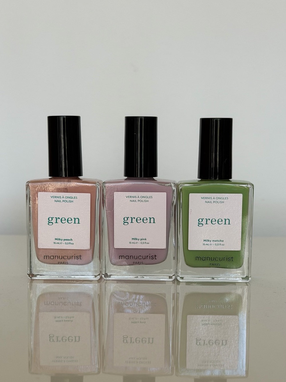 Manucurist Green Nail Polish Trio — Milky Peach, Milky Pink & Milky Matcha